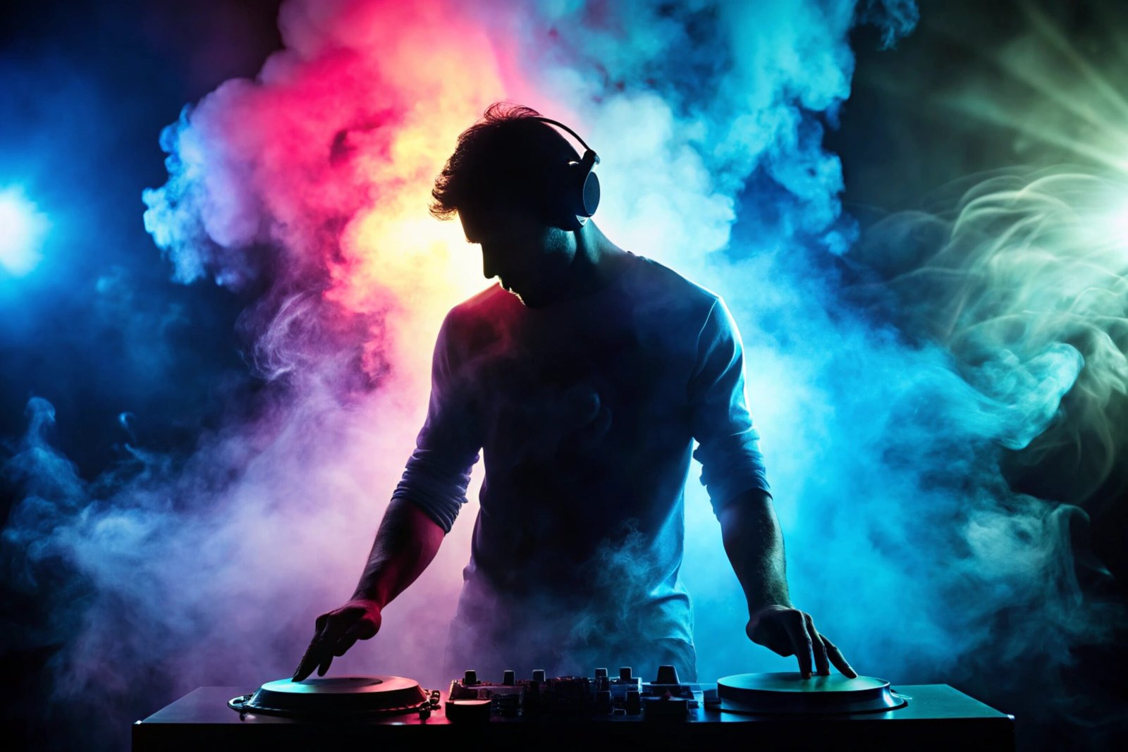DJ con humo y luces en fiesta al aire libre en Magdalena Contreras